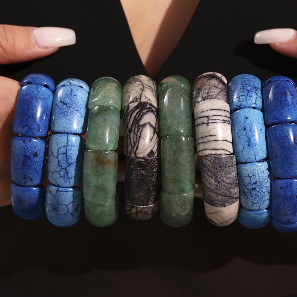 1 Piece Classic Series Simple Circle Natural Stones Women's Bangles h5Picture5