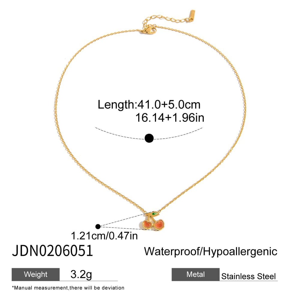 1 Piece Natural Cherry Stainless Steel Gold Color Women's Jewelry Sets h5Picture2