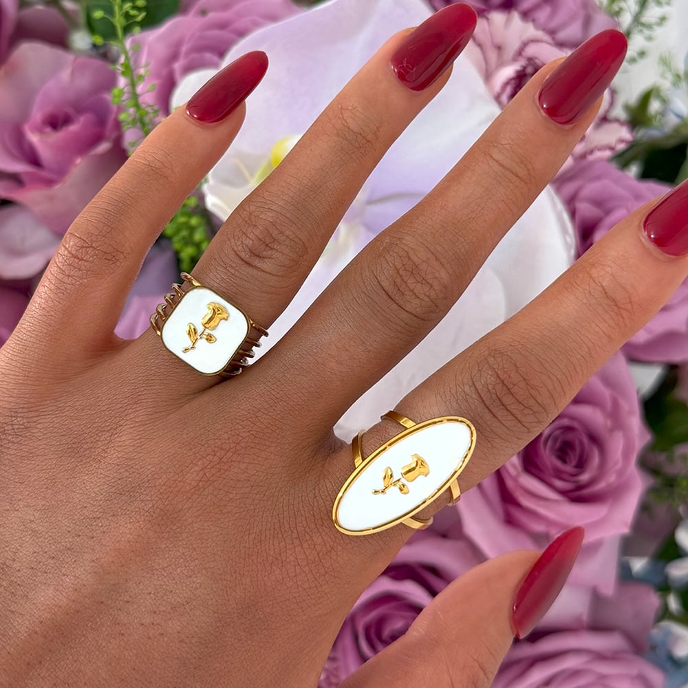 1 Piece Simple Series Retro Flower Stainless Steel   Gold Color  Minimalist Rings Picture8