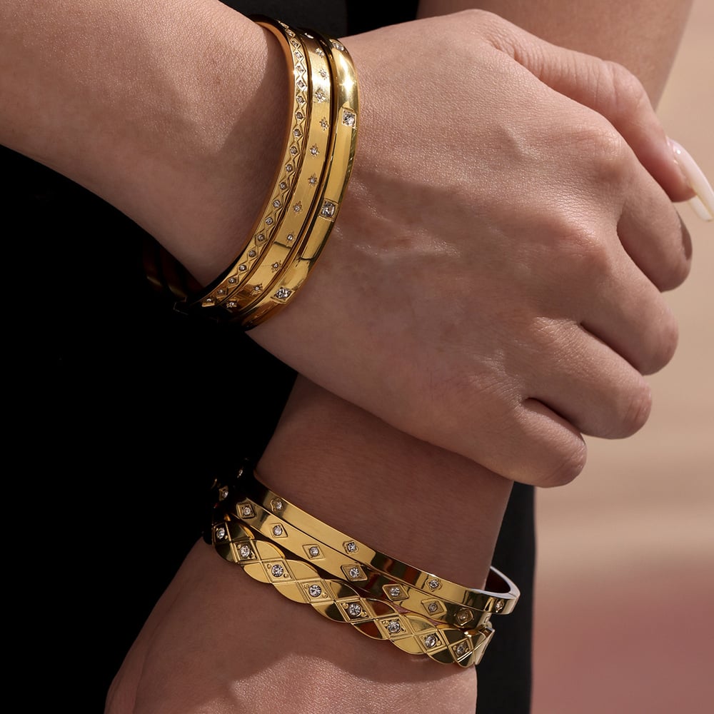 1 Piece Classic Irregular Shape Stainless Steel Gold Color Women's Bangles h5Picture3