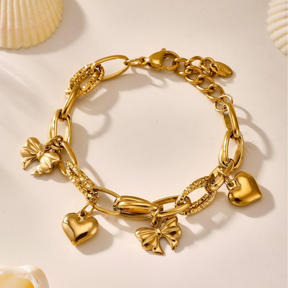 1 Piece Luxurious Bear Stainless Steel Gold Color Women's Charm Bracelets h5Picture8