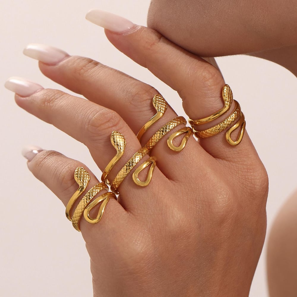1 Piece Classic Snake Stainless Steel Gold Color Statement Rings Picture6