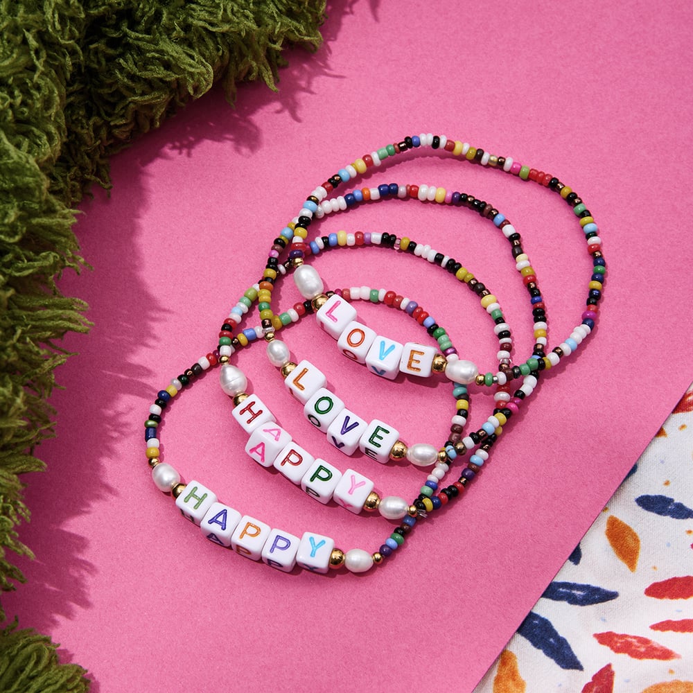 1 Piece Letter Colorful Beads Resin Women's Beaded Bracelets Picture7