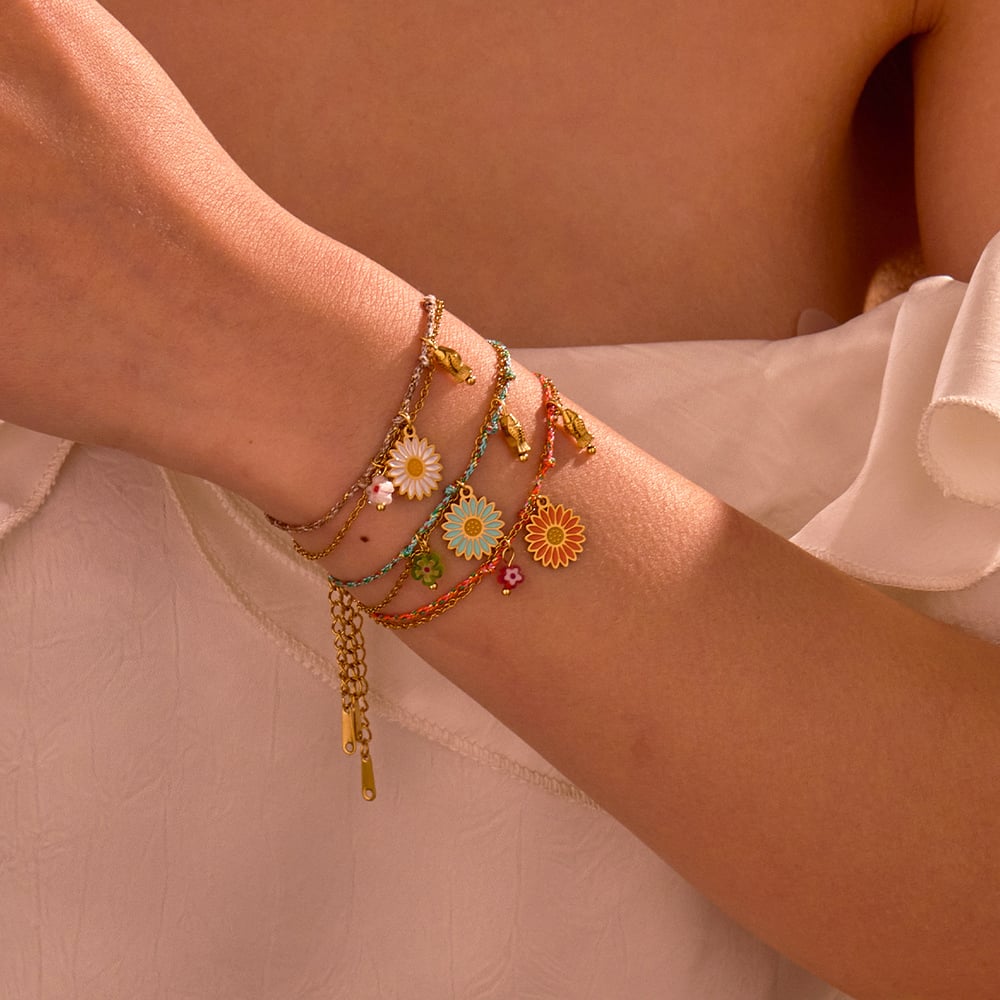 1 Piece Romantic Sweet Flower Stainless Steel Charm Bracelet h5Picture2