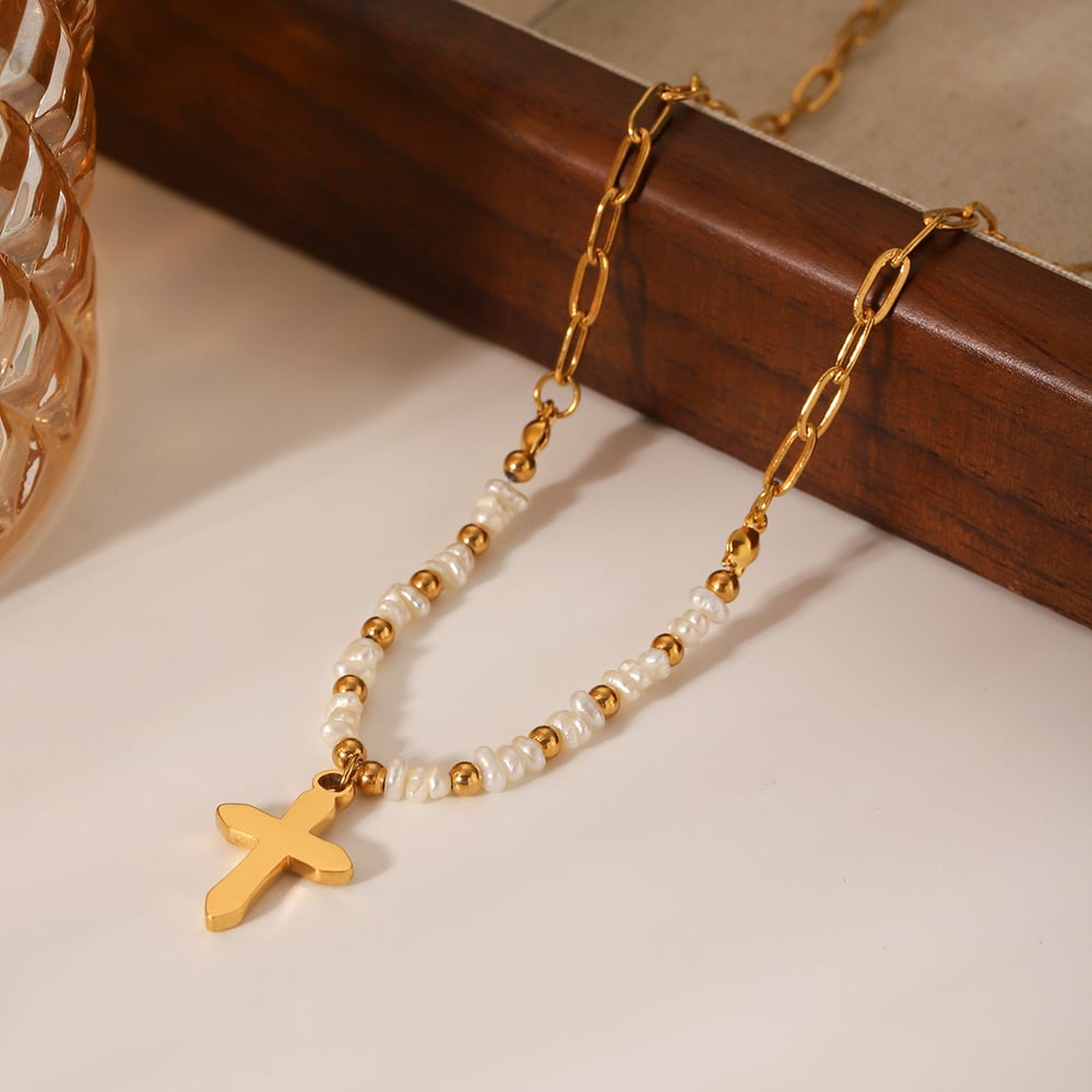 1 Pair Simple Series Daily Cross Stainless Steel  Women's Pendant Necklaces h5Picture6