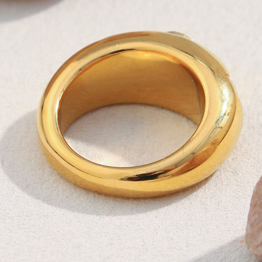 1 Piece Glamorous Round Stainless Steel Gold Color Gemstone Rings h5Picture7