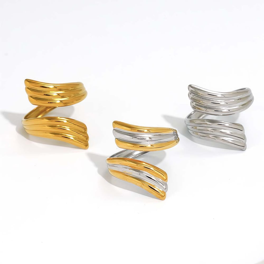 1 Pair Simple Series Daily Strip Stainless Steel   Gold Color  Minimalist Rings Picture8