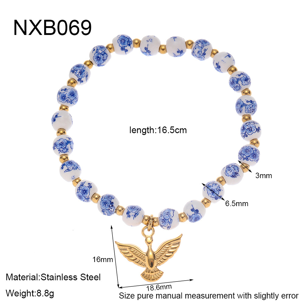 1 Piece Classic  Elegant Flower Ceramics  Gold Color  Women's Beaded Bracelets