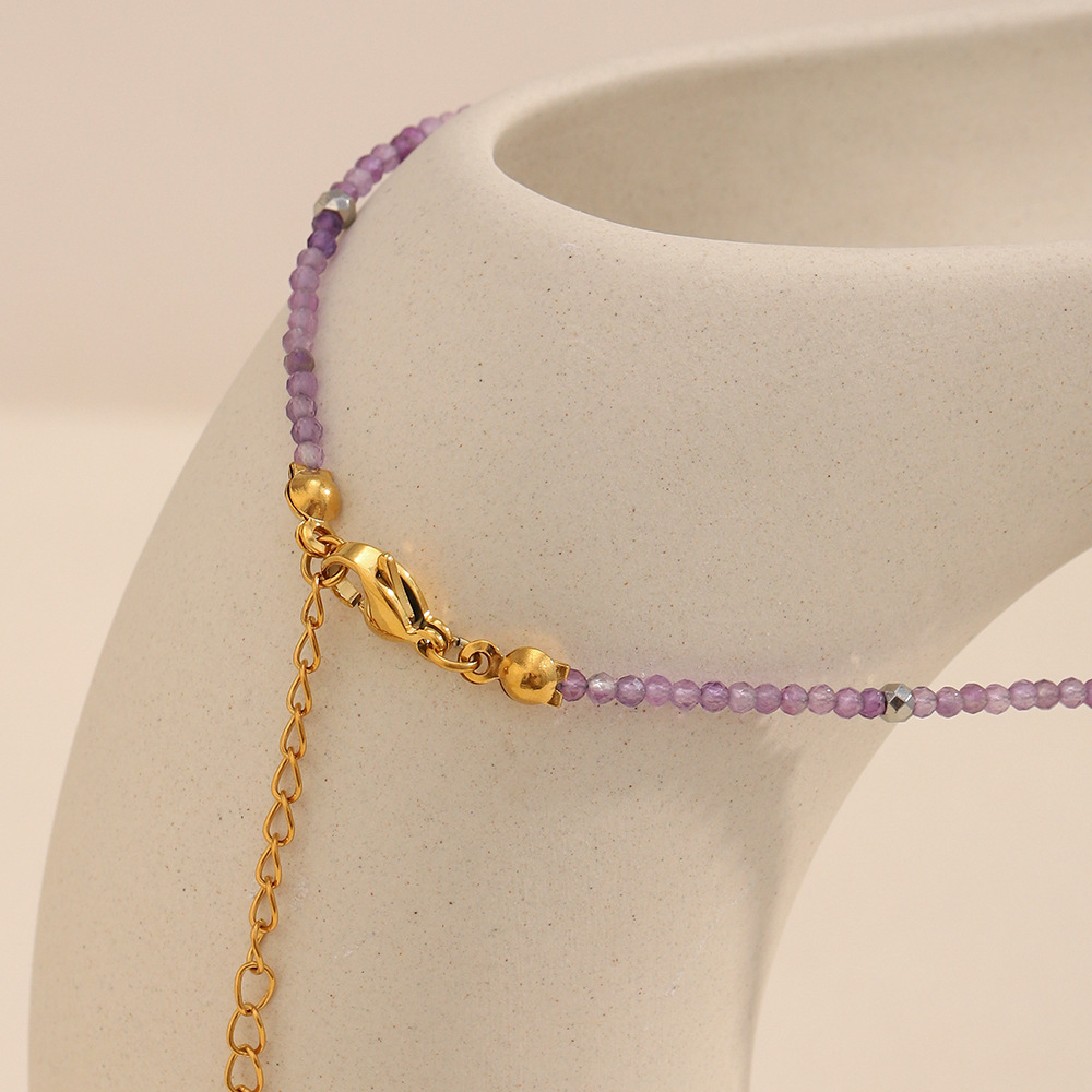 1 Piece Colorful Daily Beads Natural Stones Gold Color Women's Beaded Necklaces h5Picture8