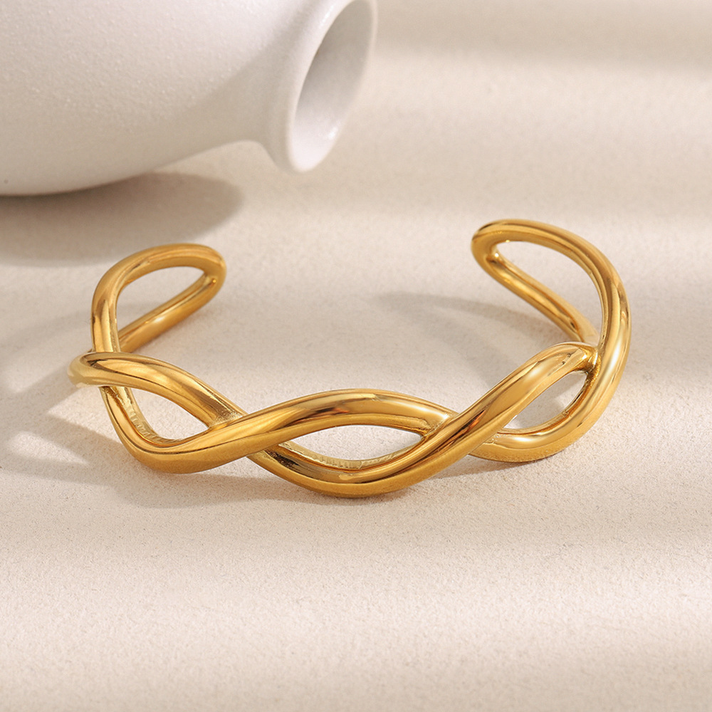 1 Piece Simple Series Casual Solid Color Stainless Steel Women's Bangles h5Picture4