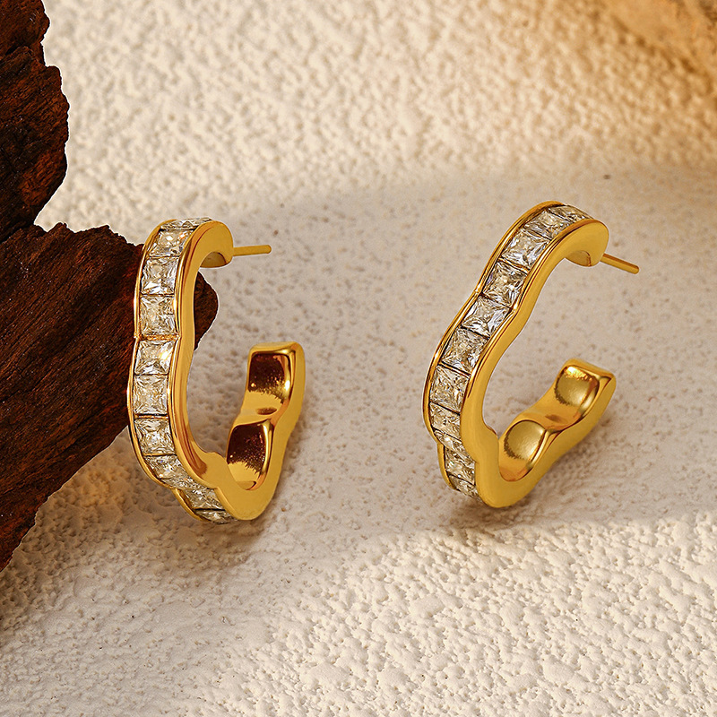 1 Pair Irregular Shape Stainless Steel  Gold Color Drop Earrings Picture4