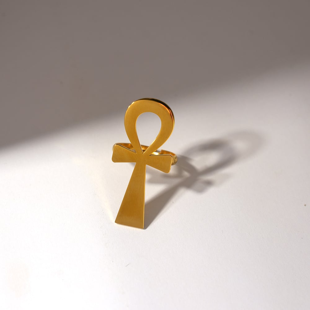 1 Piece Simple  Casual Cross Stainless Steel  Gold Color  Statement Rings h5Picture4