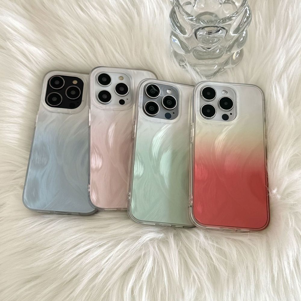 1 Pair High-grade Gradient Pearlescent Pink Phone Case Picture3