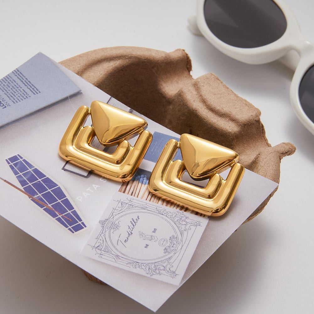 1 Pair Simple Email Shape Stainless Steel Gold Color Women's Stud Earrings h5Picture7