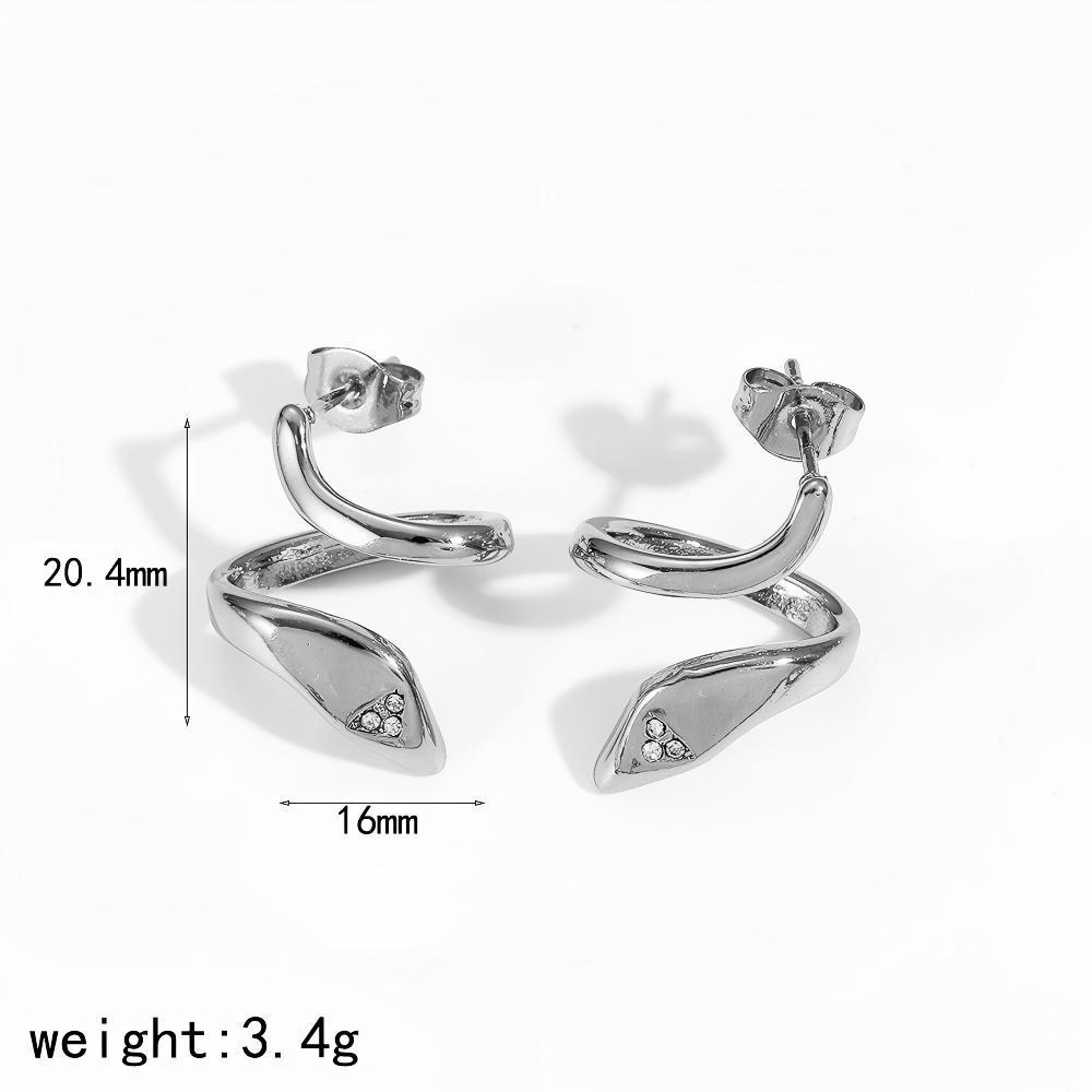 1 Pair Simple Curse Stainless Steel Gold Color Women's Stud Earrings 