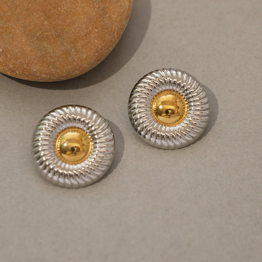 1 Pair Simple Circle Stainless Steel Gold Color Women's Stud Earrings Picture6