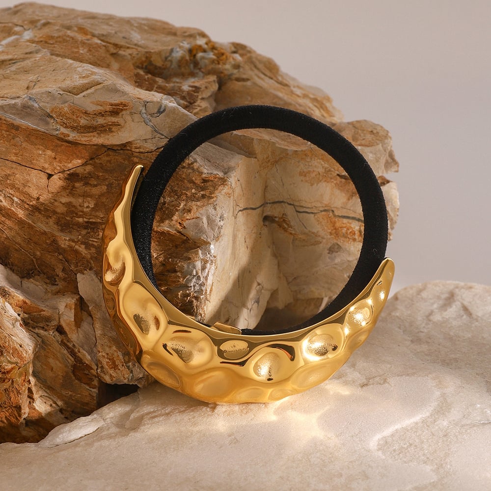 1 Piece Irregularly Shaped Hammered Stainless Steel Hair Tie h5Picture3