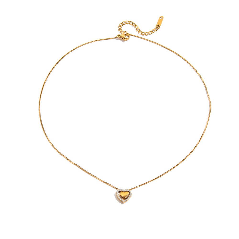 Collier avec pendentif en forme de cœur en acier inoxydable doré pour femme, 1 pièce h5Image6