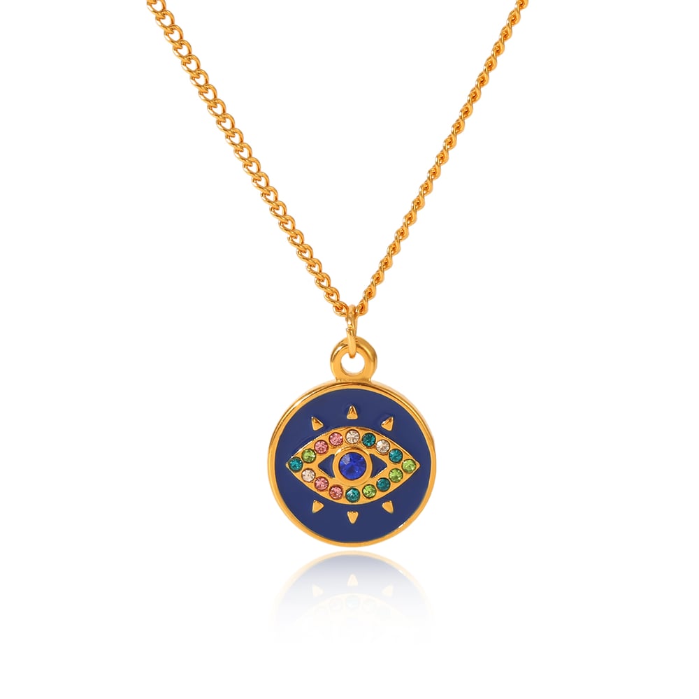 1 pezzo di collana con ciondolo da donna in acciaio inossidabile con occhio del diavolo