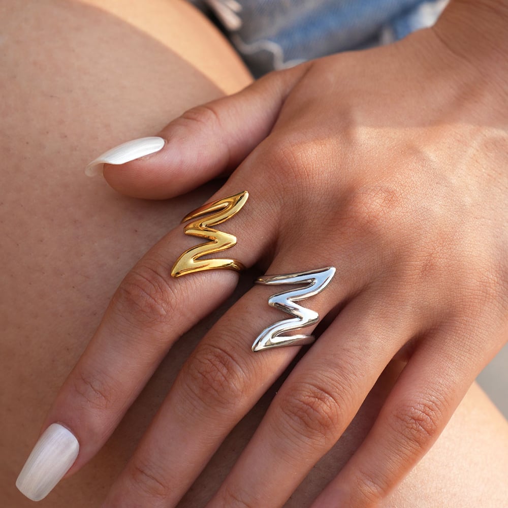 1 Piece Simple Series Daily Lines Stainless Steel   Gold Color  Minimalist Rings Picture4