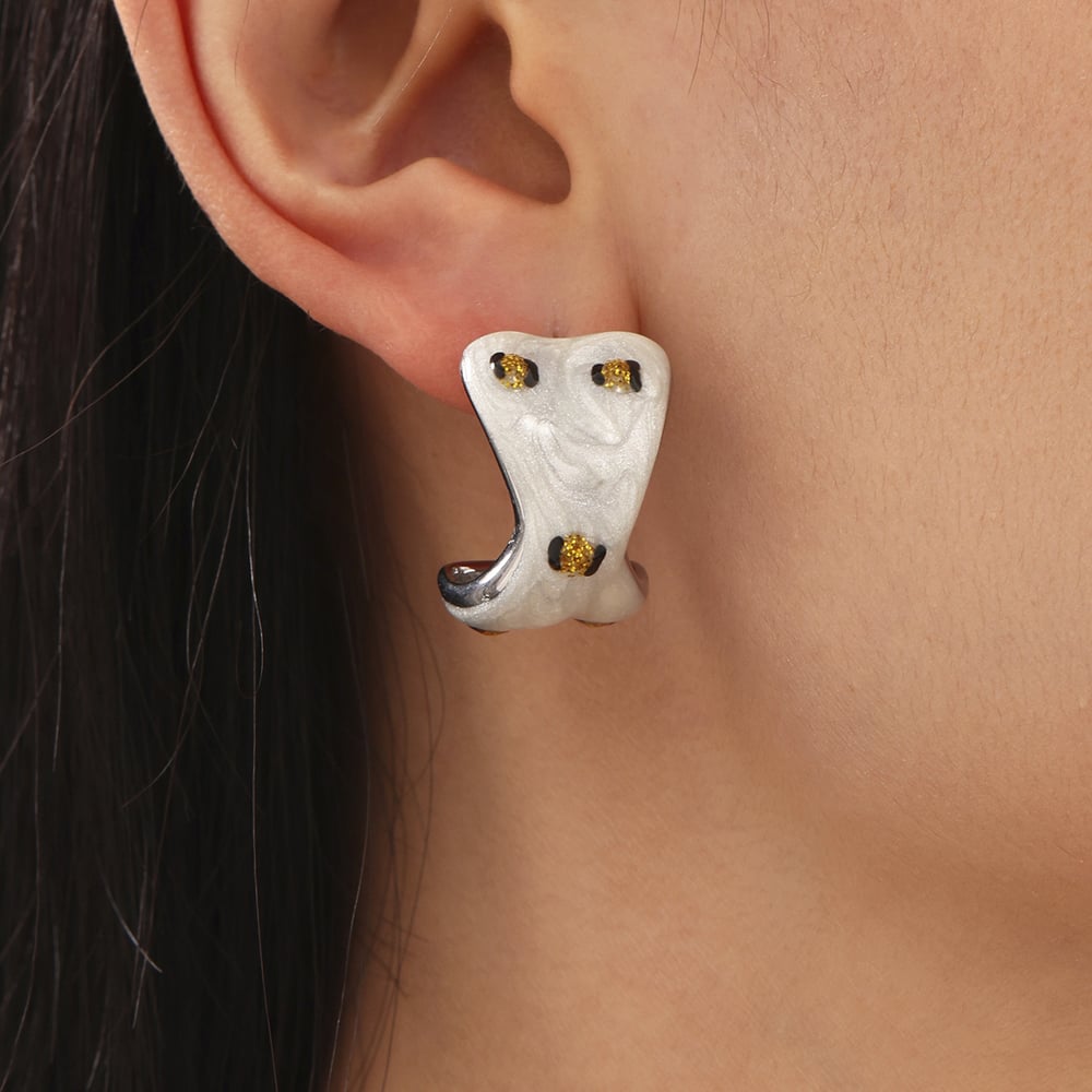 1 Pair Colorful Irregular Shape Stainless Steel Gold Color Women's Stud Earrings h5Picture4