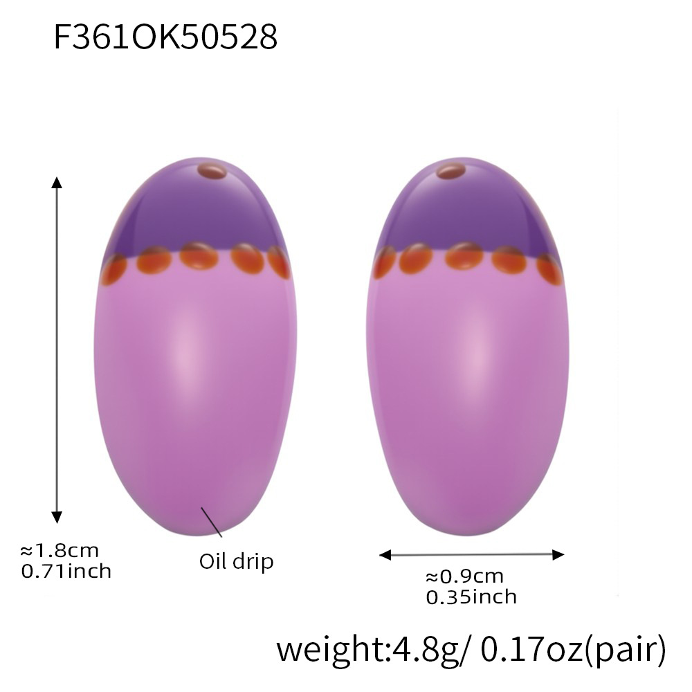 1 Pair Romantic Series Oval Stainless Steel Gold Color Women's Stud Earrings h5Picture2