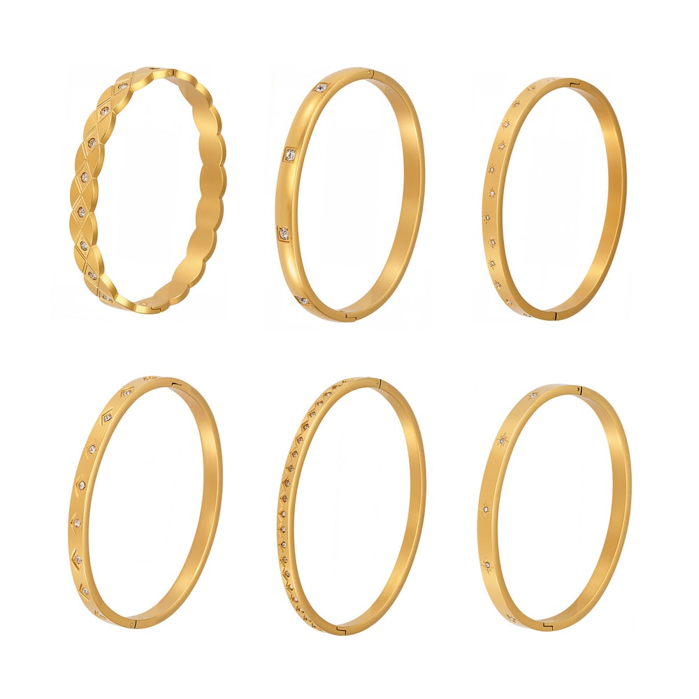 1 Piece Classic Irregular Shape Stainless Steel Gold Color Women's Bangles h5Picture10