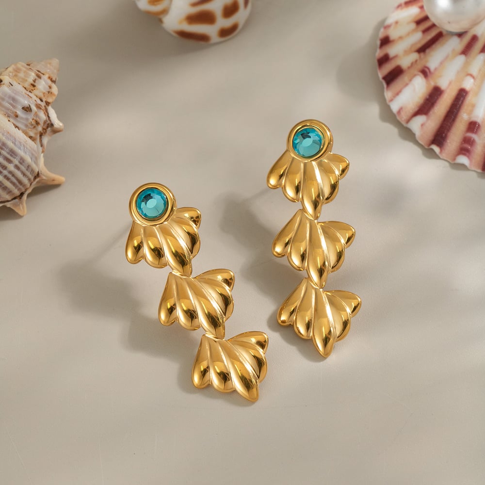 1 Pair Shell Stainless Steel Gold Color Dangle Earrings Picture3