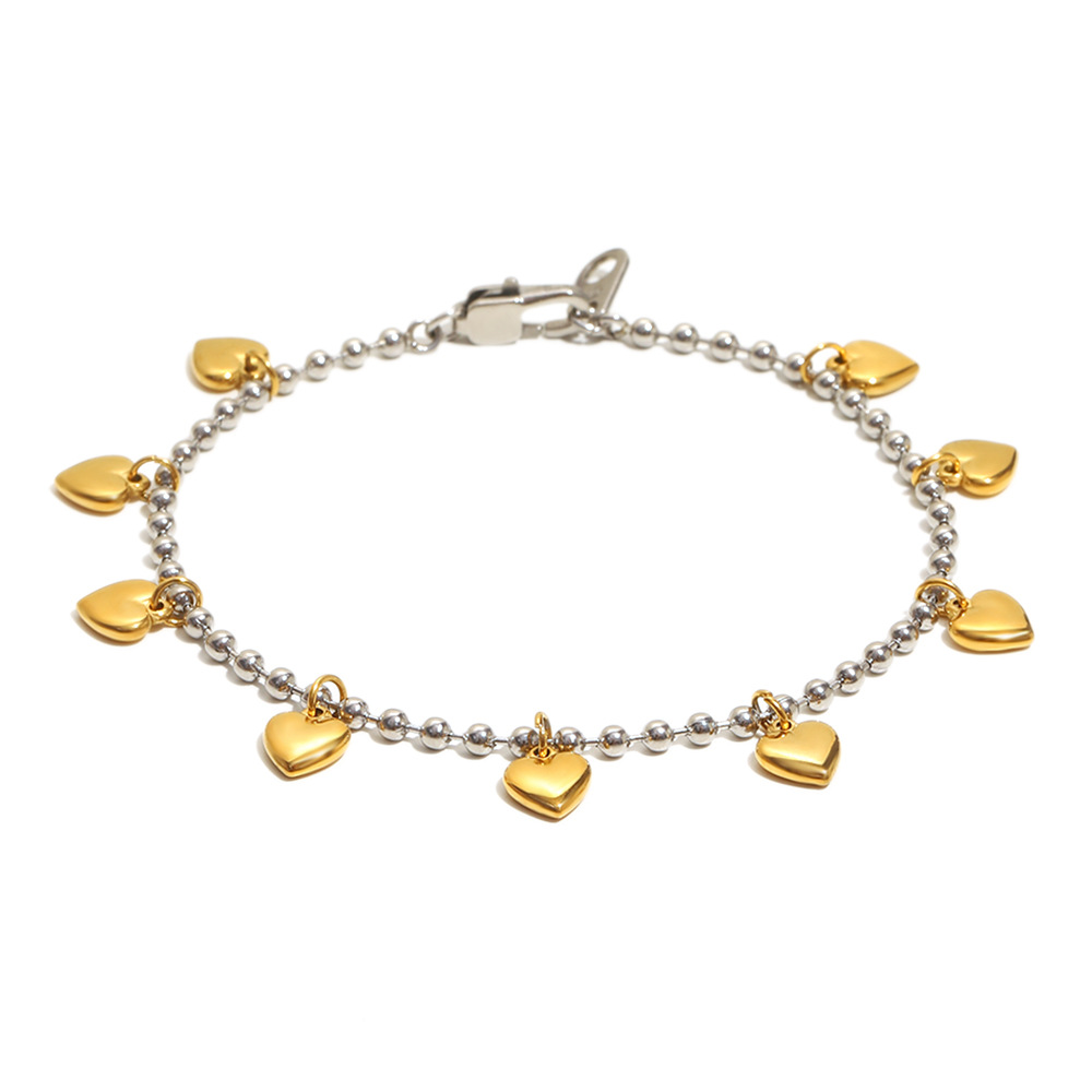 1 Piece Sweet Heart Stainless Steel Gold Color Women's Charm Bracelets