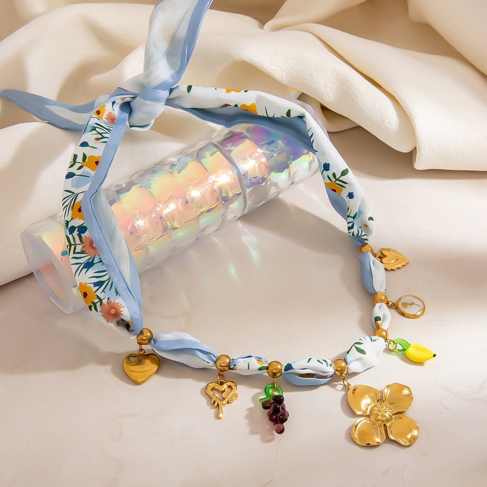 1 Piece Flower Fabric Pendant Necklace Picture5