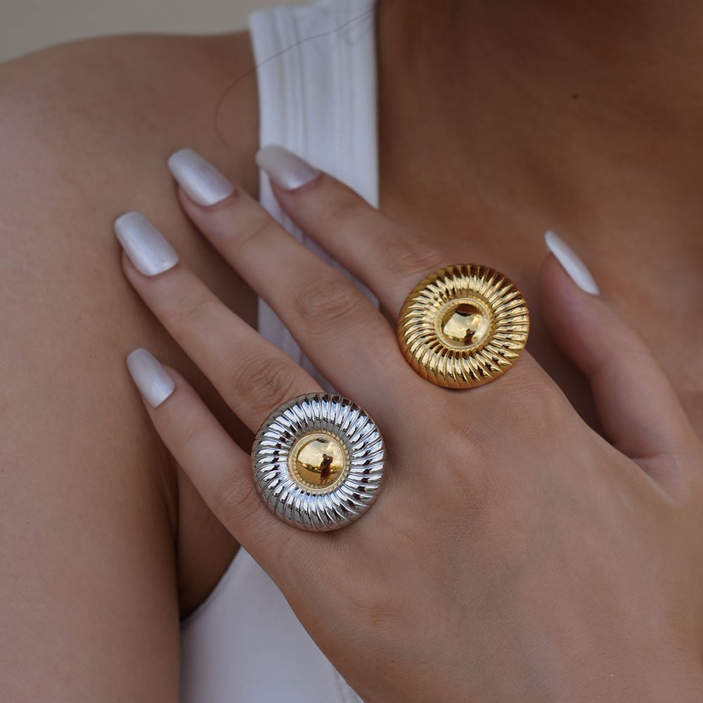 1 Piece Simple Series Casual Circle Stainless Steel  Gold Color Minimalist Rings Picture6