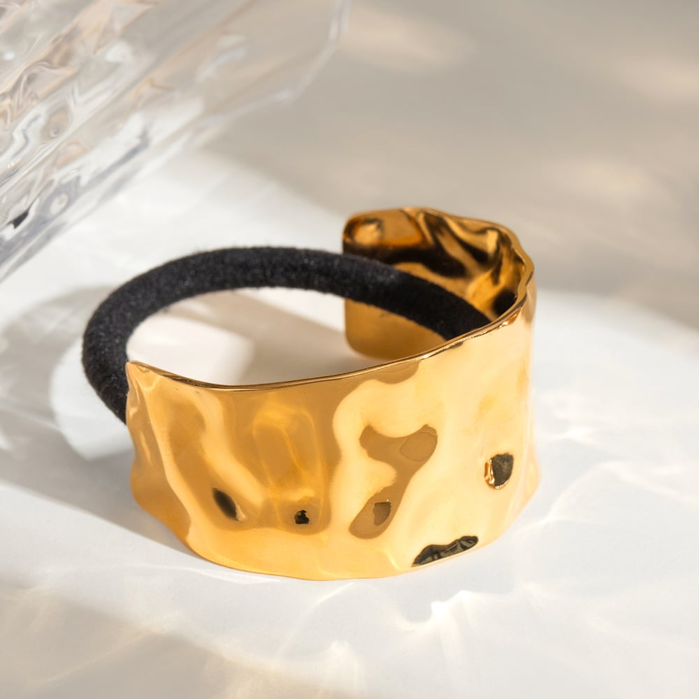 1 Piece Irregularly Shaped Hammered Stainless Steel Hair Tie h5Picture2