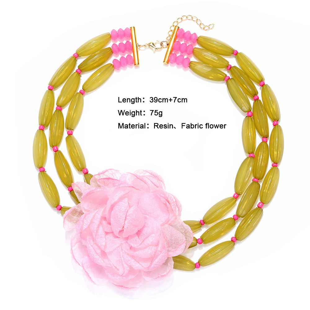 1 Piece Fabric Flower Layered Necklace
