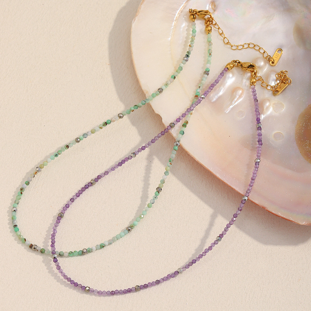 1 Piece Colorful Daily Beads Natural Stones Gold Color Women's Beaded Necklaces h5Picture7