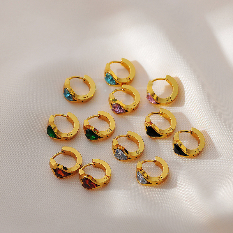 1 Pair Romantic  Daily Heart Stainless Steel  Women's Hoop Earrings Picture2