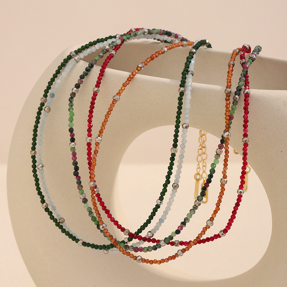 1 Piece Colorful Daily Beads Natural Stones Gold Color Women's Beaded Necklaces h5Picture4