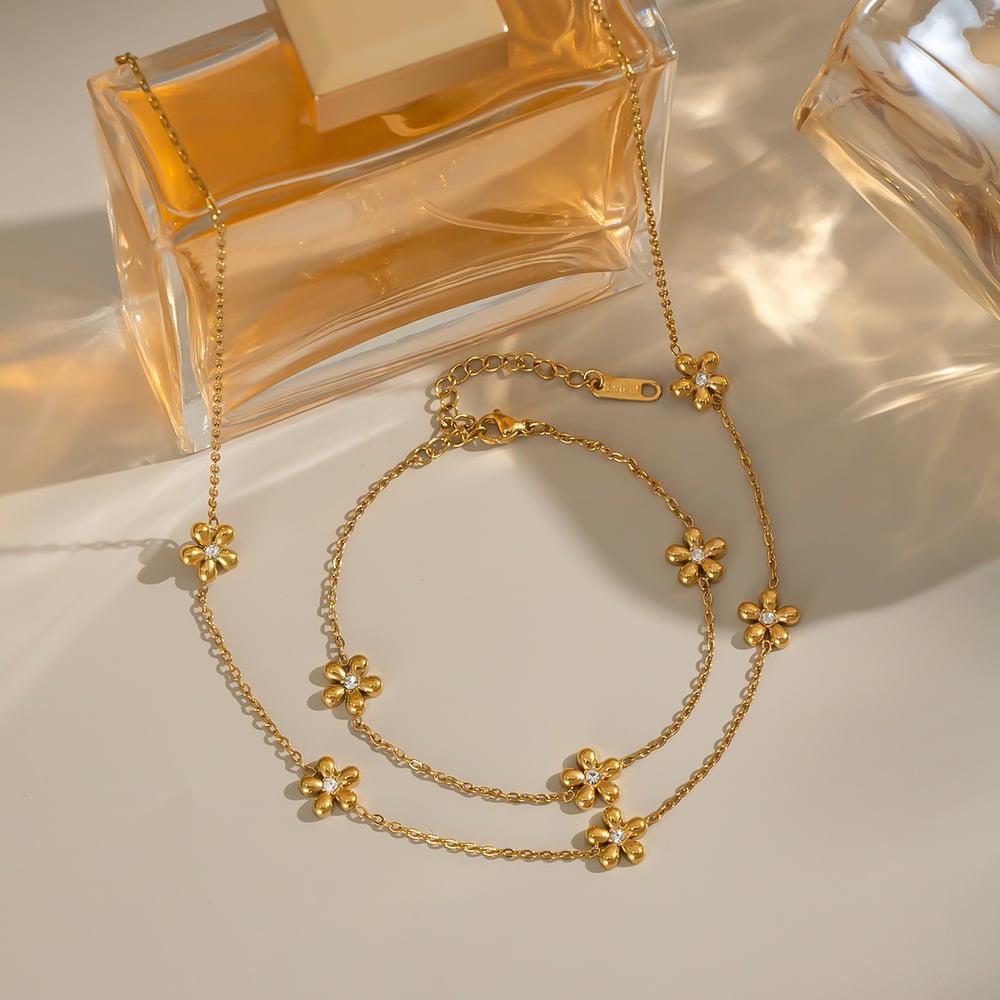 1 Stück Simple Series Daily Flower Edelstahl Damen Kettenhalsketten Bild2