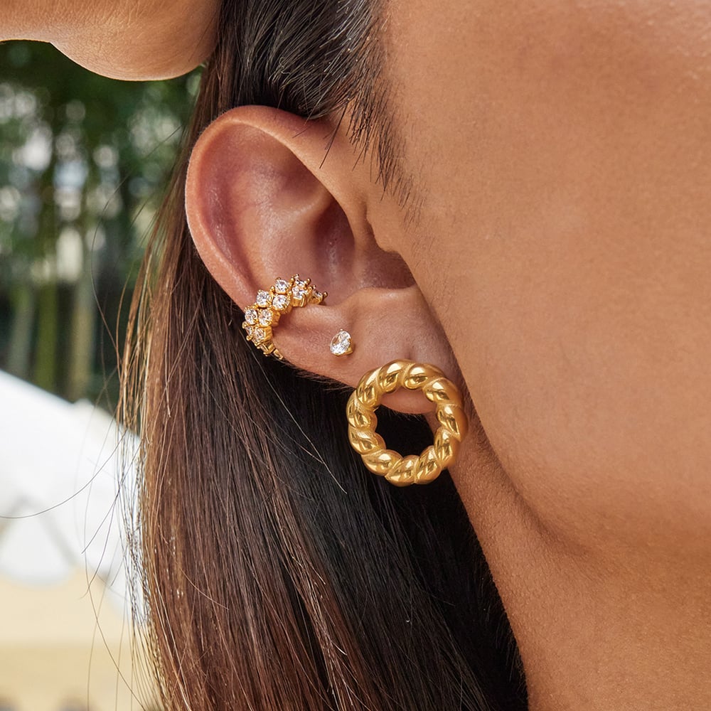 1 Pair Simple Twisted Knot Stainless Steel Gold Color Women's Stud Earrings h5Picture4