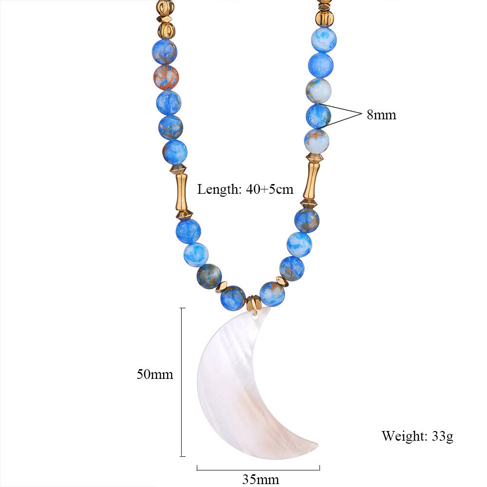 1 Piece Romantic Series Moon Natural Stones Women's Beaded Necklaces h5Picture2