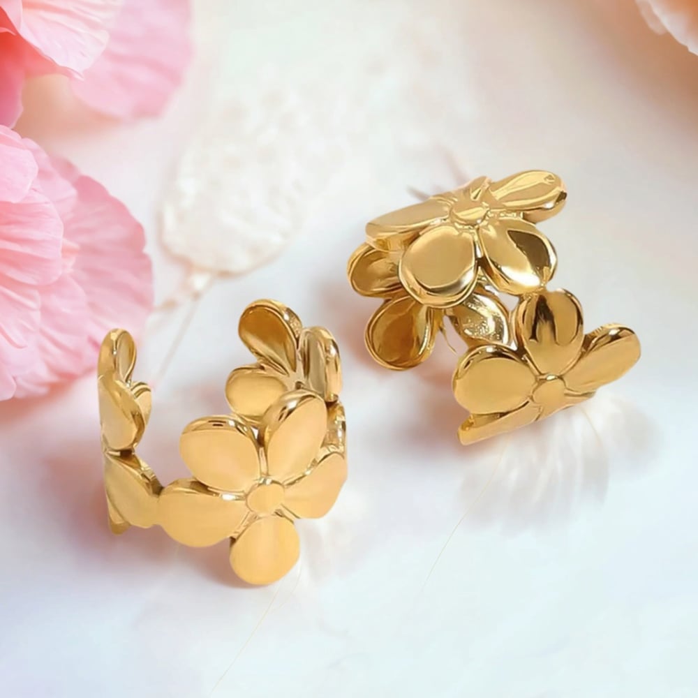 1 Piece  Simple Flower Stainless Steel  Gold Color  Women's Ear Cuffs Picture5