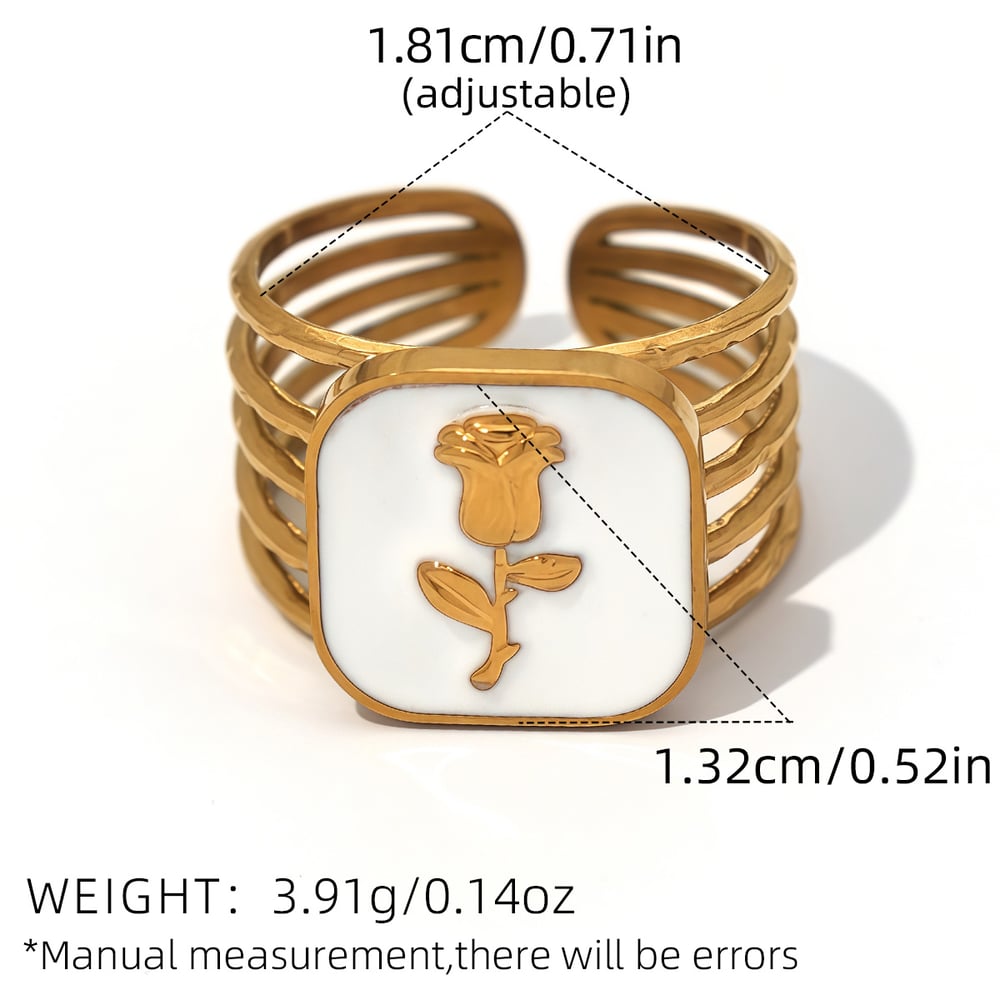 1 Piece Simple Series Retro Flower Stainless Steel   Gold Color  Minimalist Rings Picture2