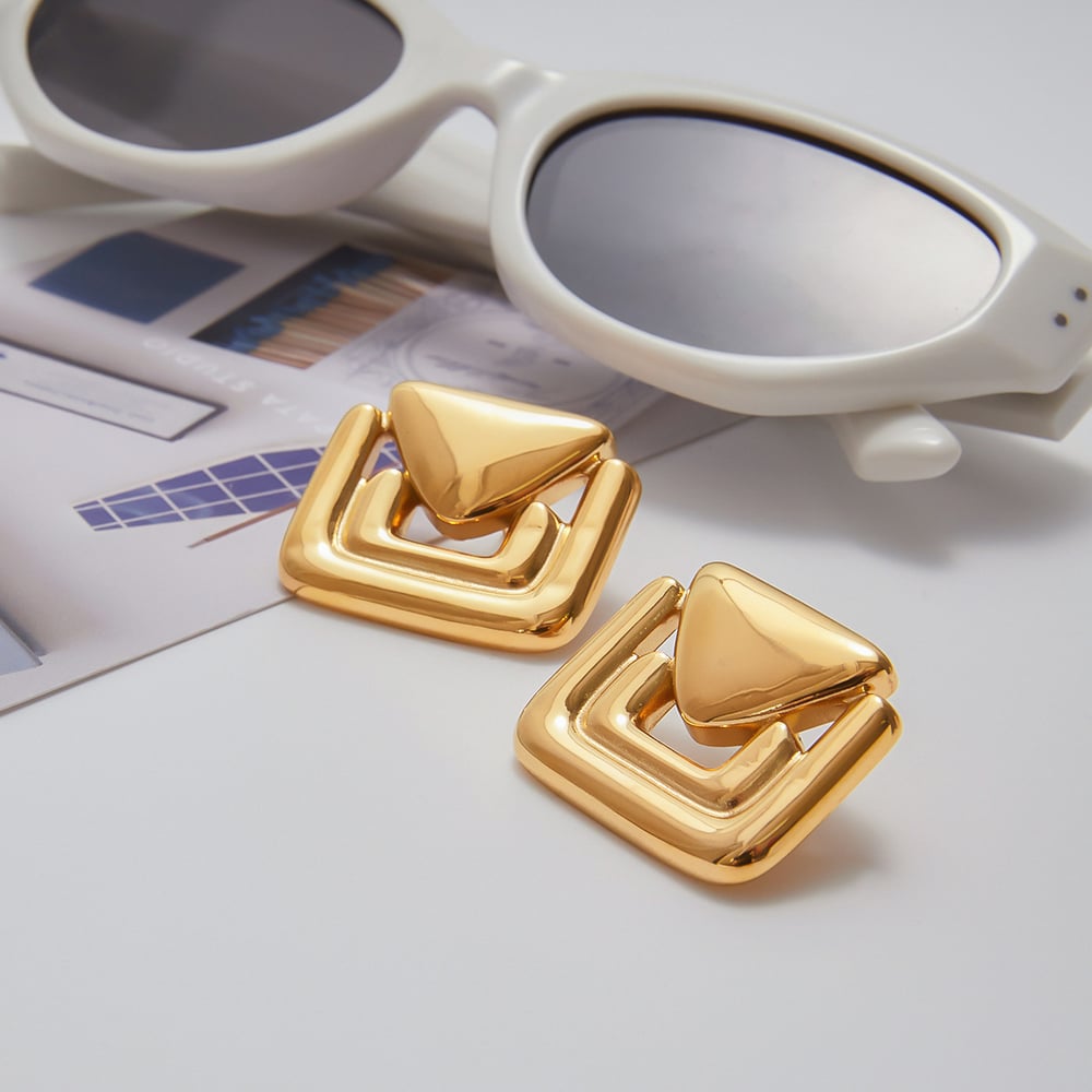 1 Pair Simple Email Shape Stainless Steel Gold Color Women's Stud Earrings h5Picture6