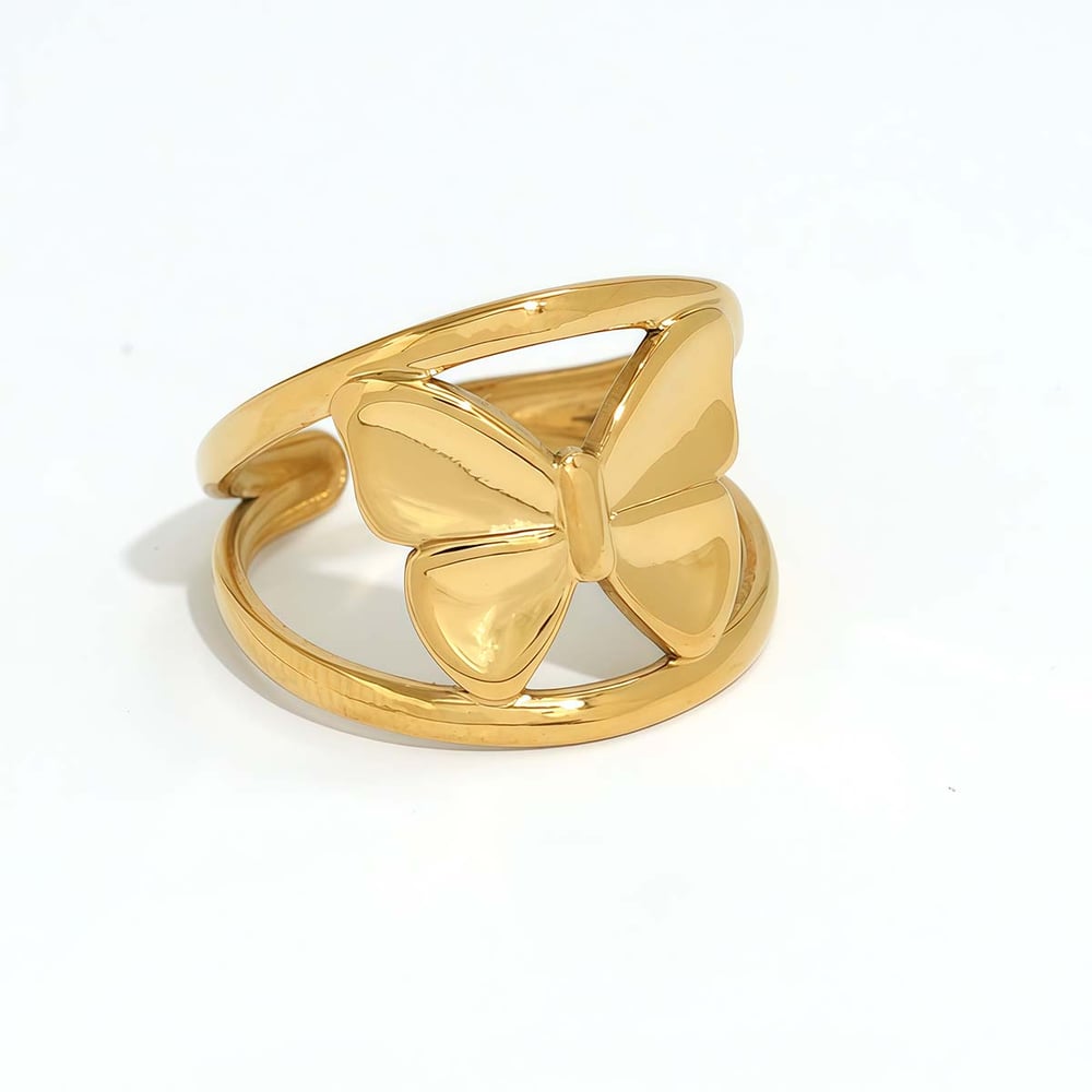 1 Piece Simple Series Casual Butterfly Stainless Steel   Gold Color  Minimalist Rings