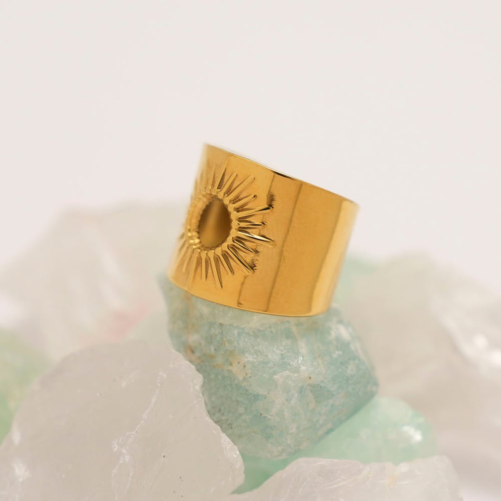 1 Piece Simple Series Simple Sun Stainless Steel   Gold Color  Minimalist Rings Picture7