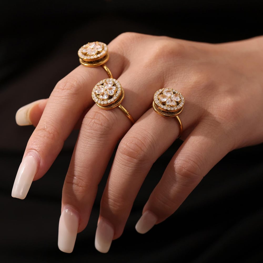 1 Piece Elegant Flower Stainless Steel Gold Color Women's Necklaces Sets Picture5