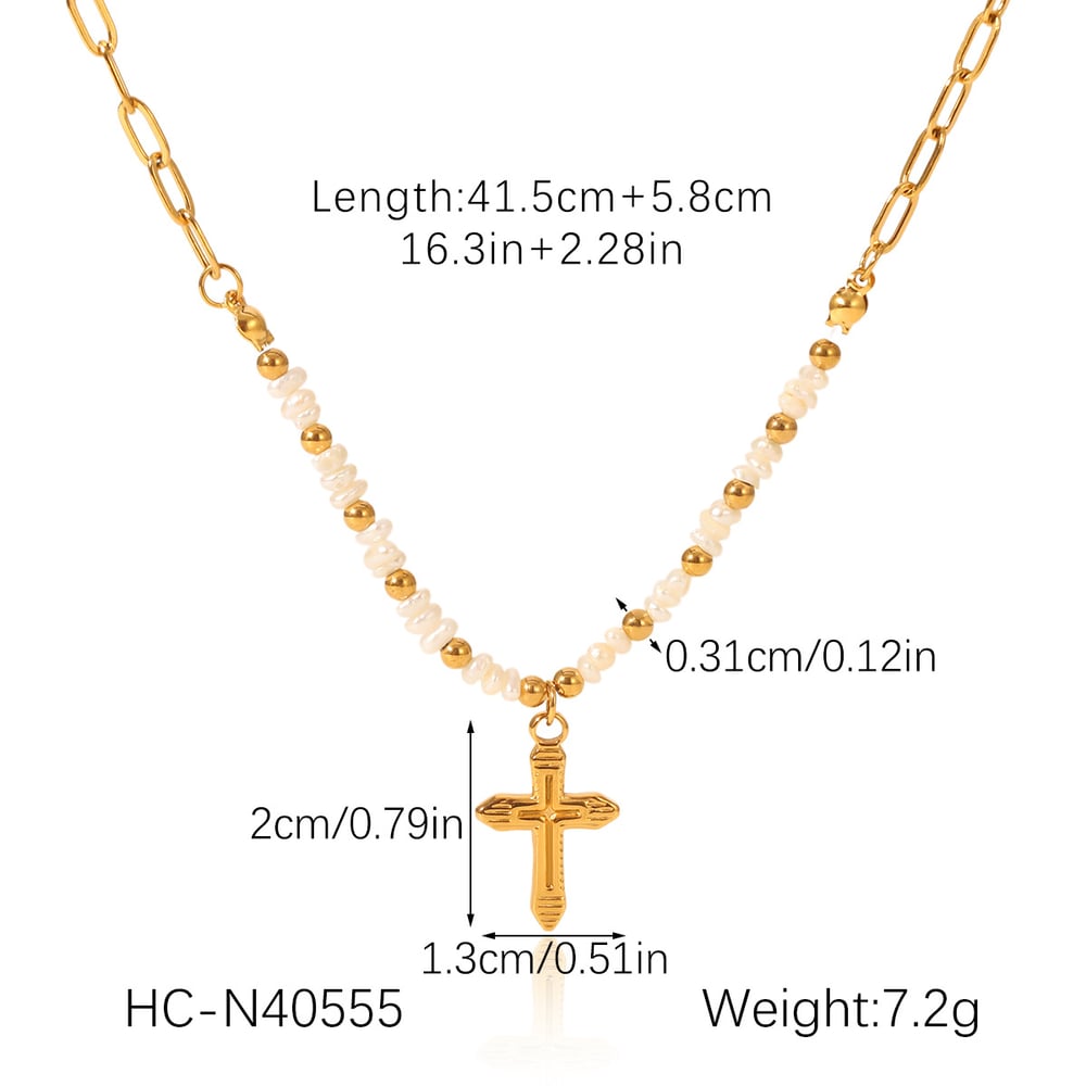1 Pair Simple Series Daily Cross Stainless Steel  Women's Pendant Necklaces h5Picture2