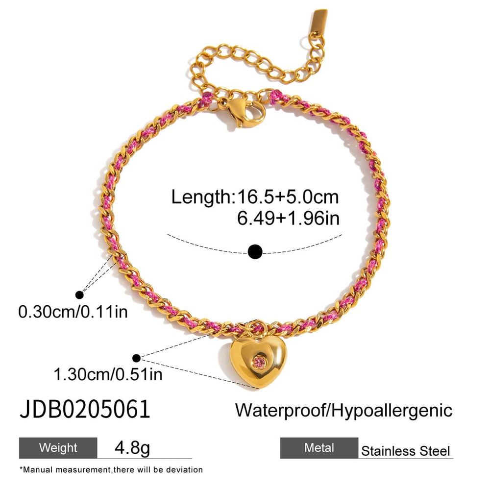 1 Piece Retro Heart Stainless Steel Gold Color Women's Charm Bracelets h5Picture2