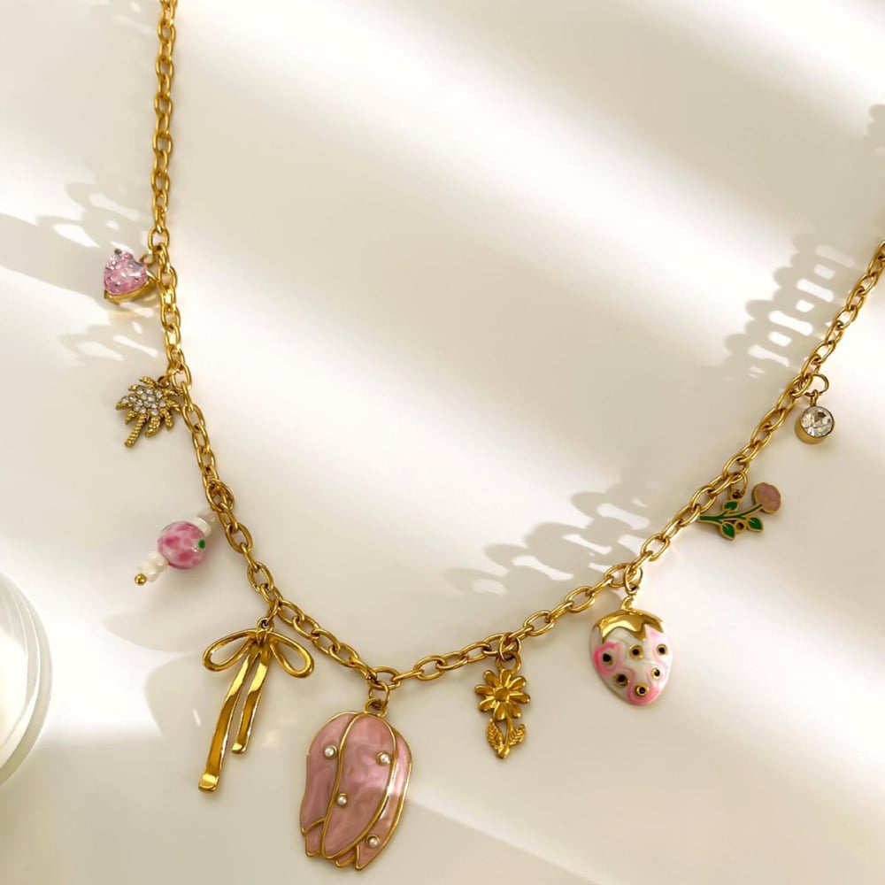 1 Piece Flower Stainless Steel Gold Color Pendant Necklace Picture4