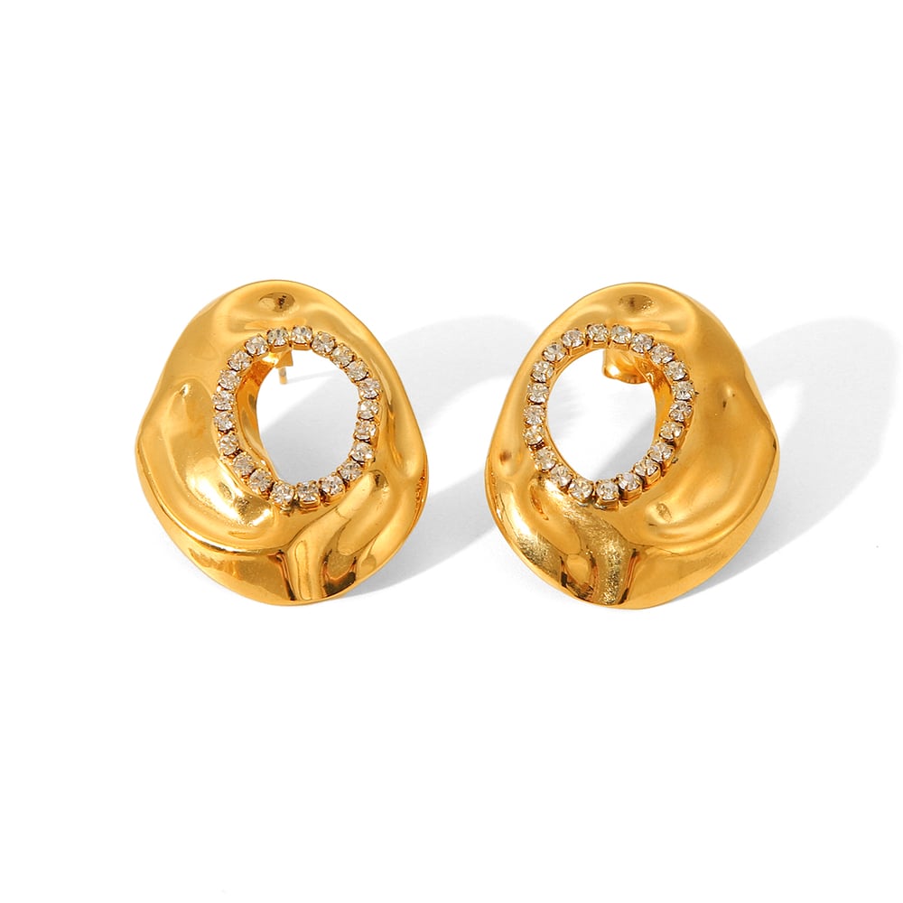 1 Pair Simple Geometric Stainless Steel  Gold Color  Women's Stud Earrings 