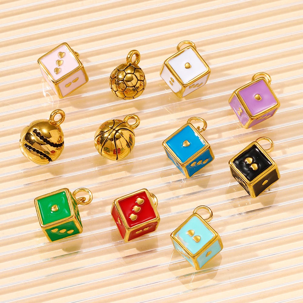 1 pezzo di ciondolo da donna in acciaio inossidabile a forma di dado carino Immagine5